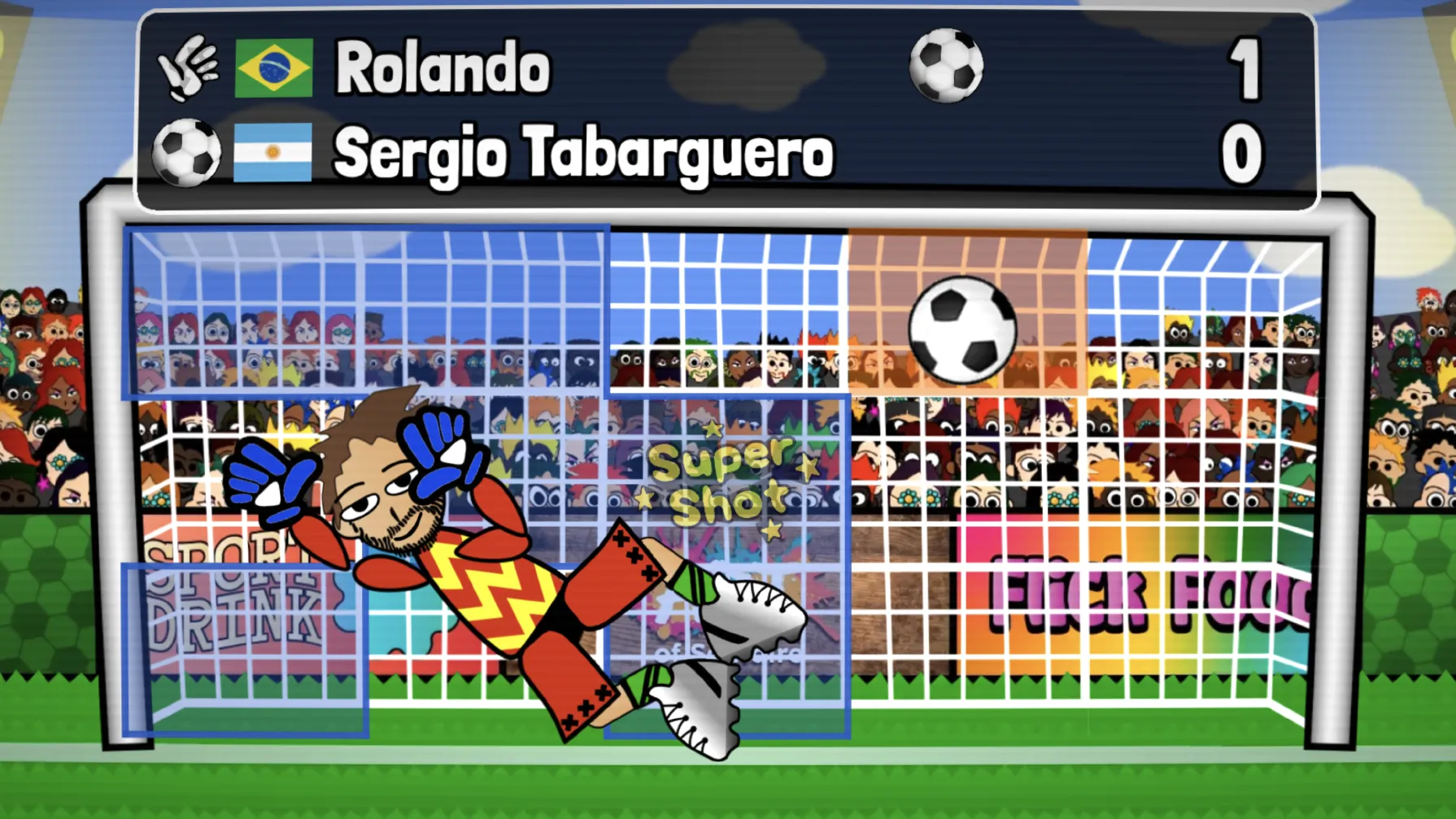 Goalman gameplay screenshot: a penalty shootout in progress
